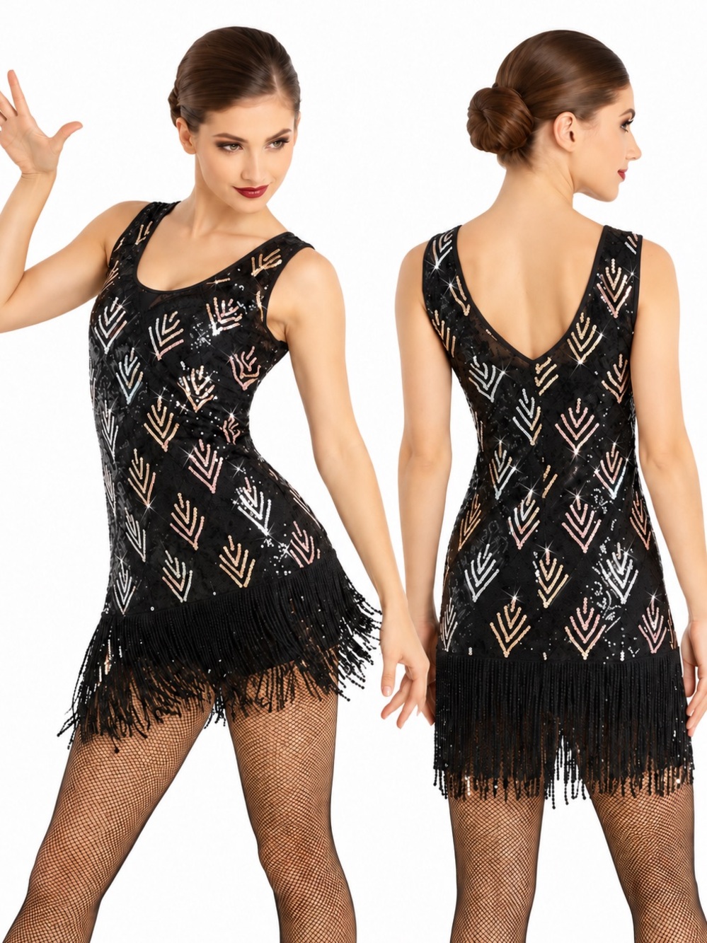 Weissman dance costume black fringe flapper Ain't Misbehavin 10771 - SA adult